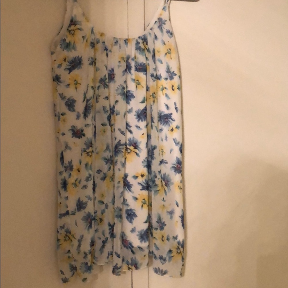 Blue and yellow sunflower shift dress